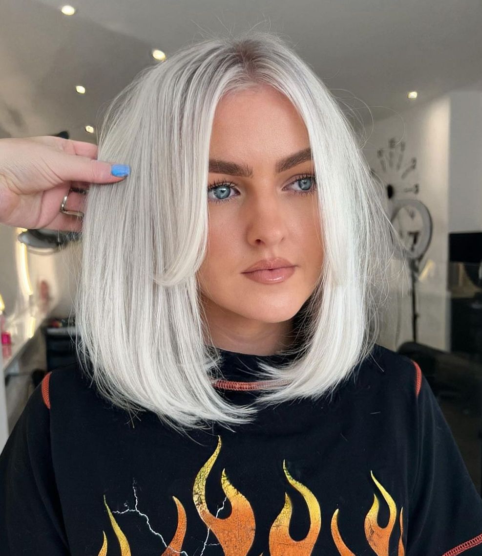 Bright White Lob for Blue Eyes