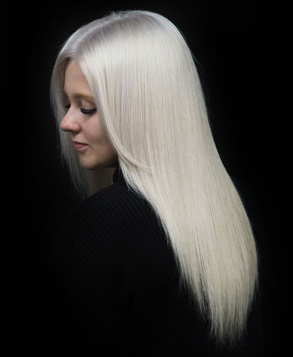 Long Sleek Platinum Blonde Hair