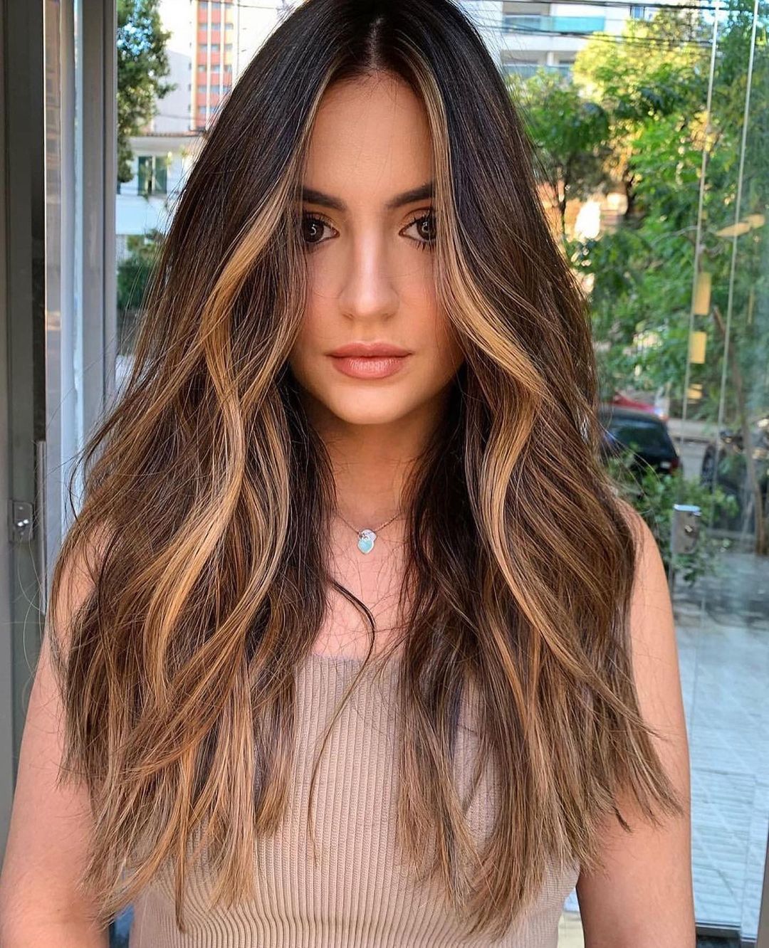 Brunette with Warm Brown Blonde Balayage