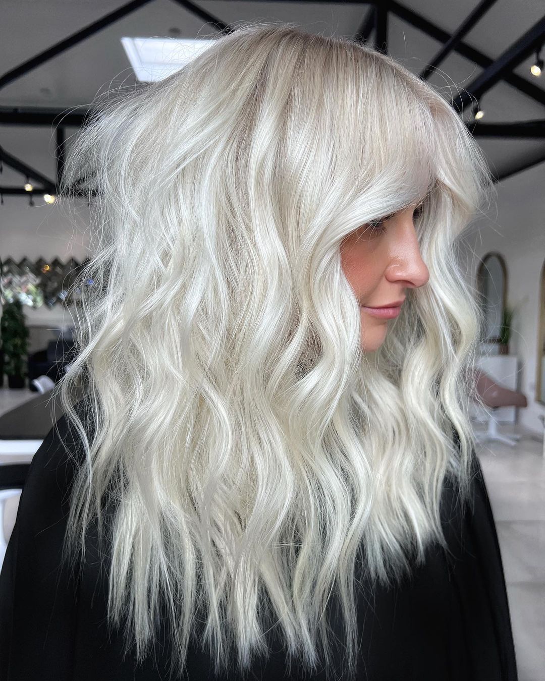 Wavy White Pearl Blonde Hair