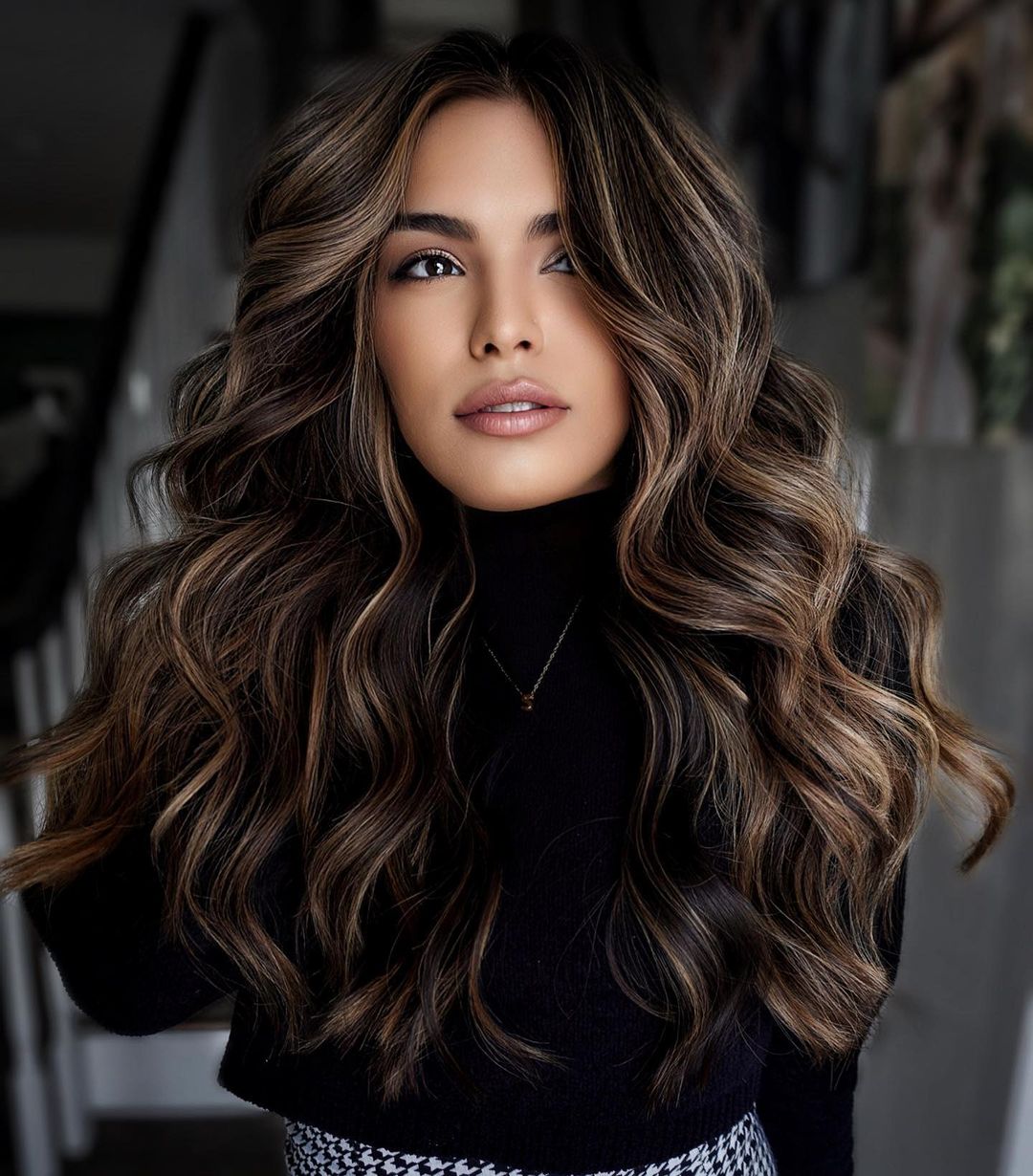 Beautiful Brunette Balayage on Black Hair